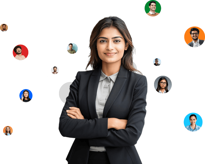 A female professional in the center of a talent network