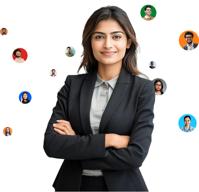 A female professional in the center of a talent network